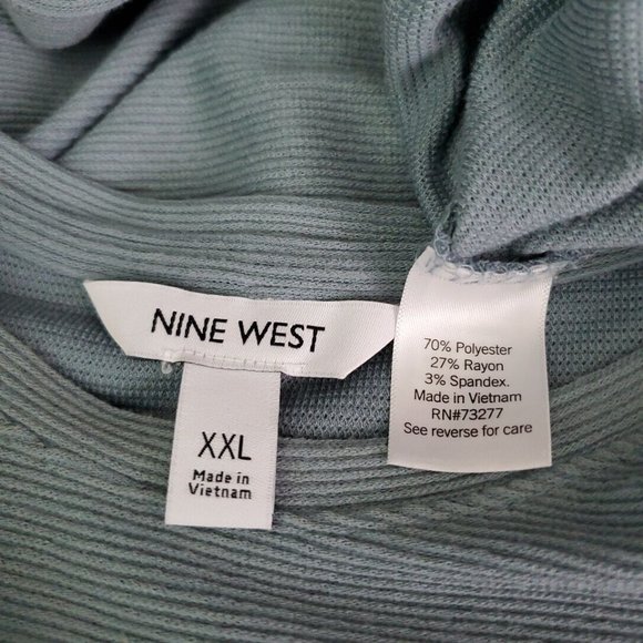 Nine West‎ Top Plus Size XXL Princess Sleeve Ribbed Stretch Long Sleeve Blue - Picture 5 of 6